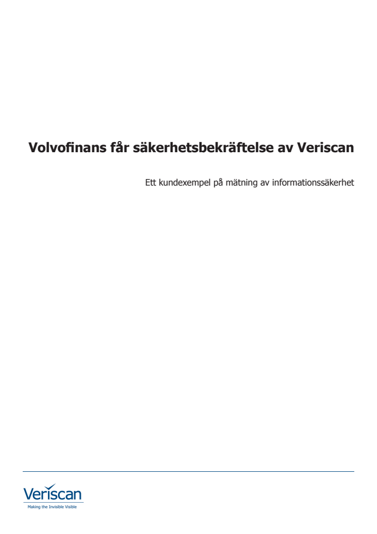 Volvofinans får säkerhetsbekräftelse av Veriscan