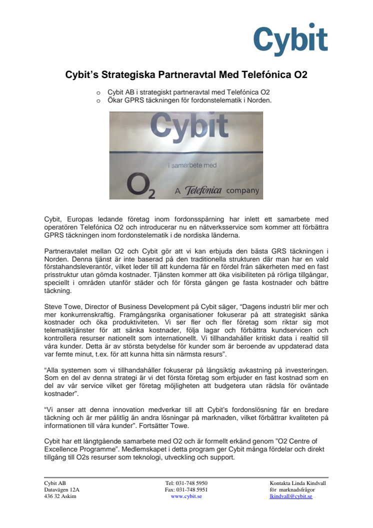 Cybit’s Strategiska Partneravtal Med Telefónica O2