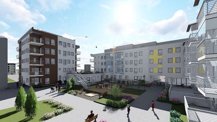 3D-bild av kvarteret Iris på Gävle strand