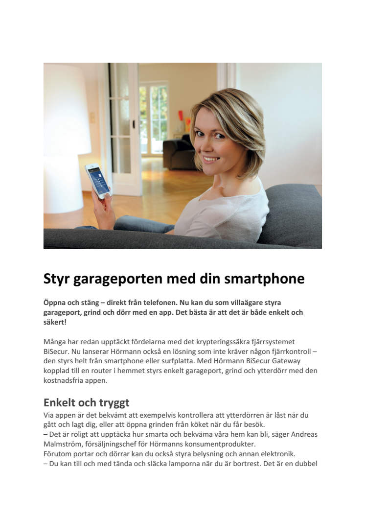 ​Styr garageporten med din smartphone