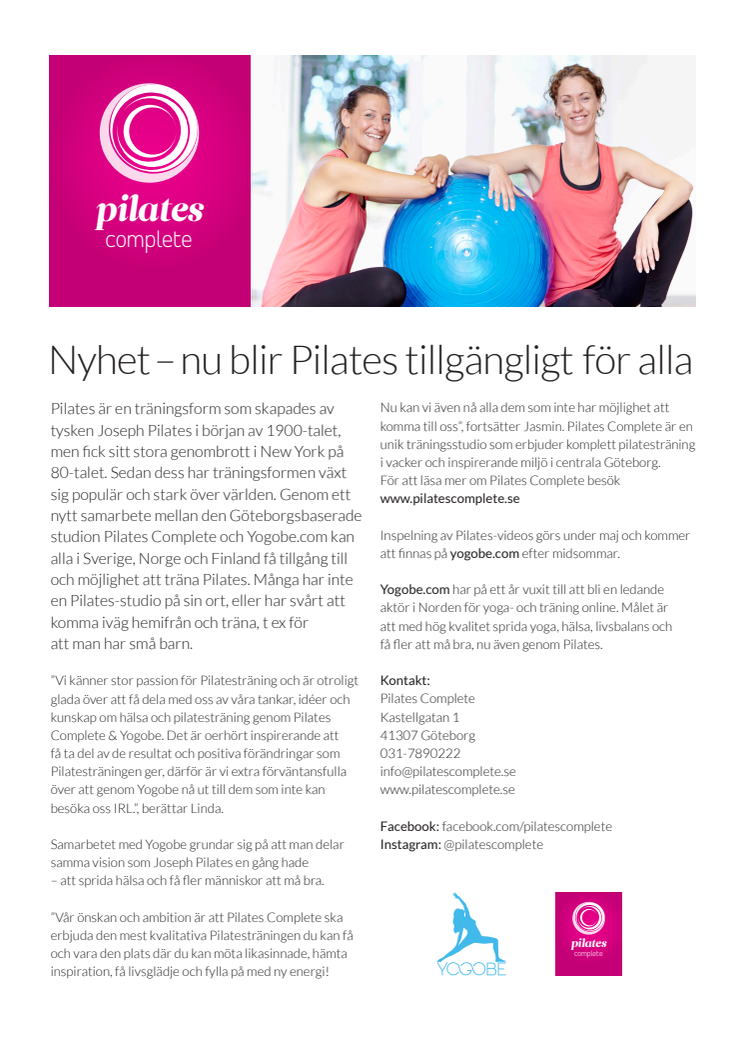 Yogobe välkomnar Pilates