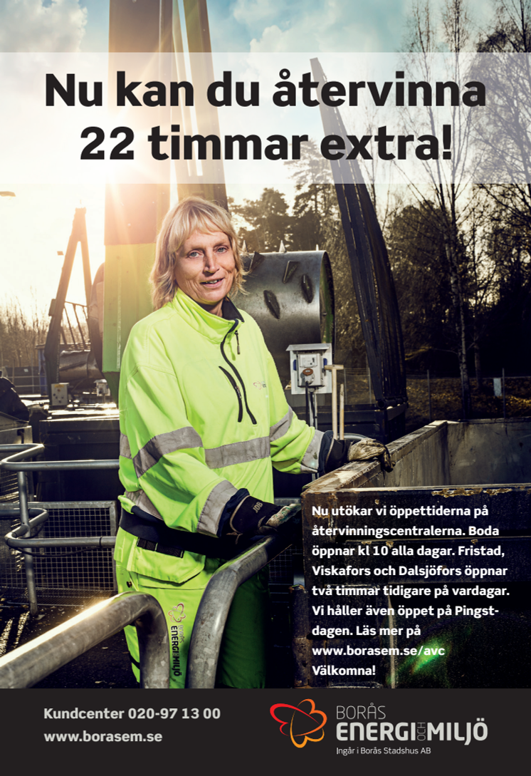 Nya öppettider på återvinningscentralerna i Borås
