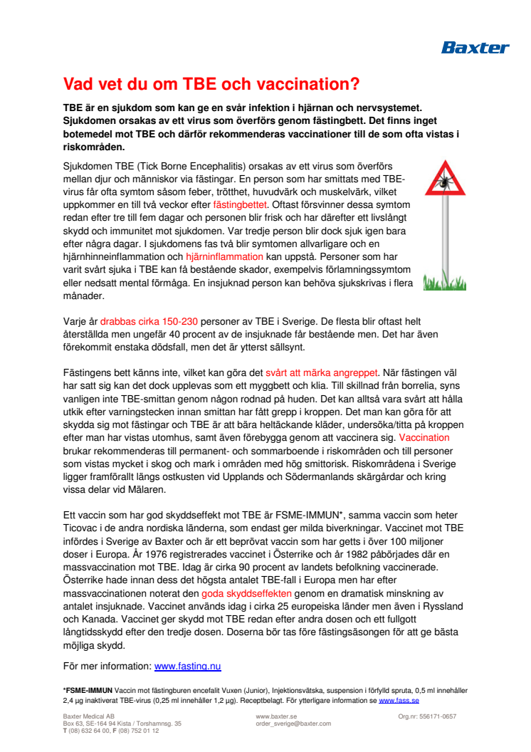 Vad vet du om TBE och vaccination?