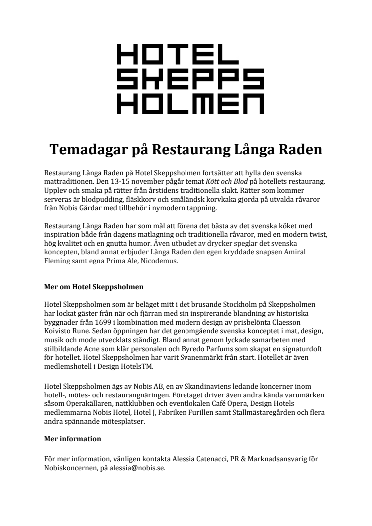 Temadagar på Restaurang Långa Raden