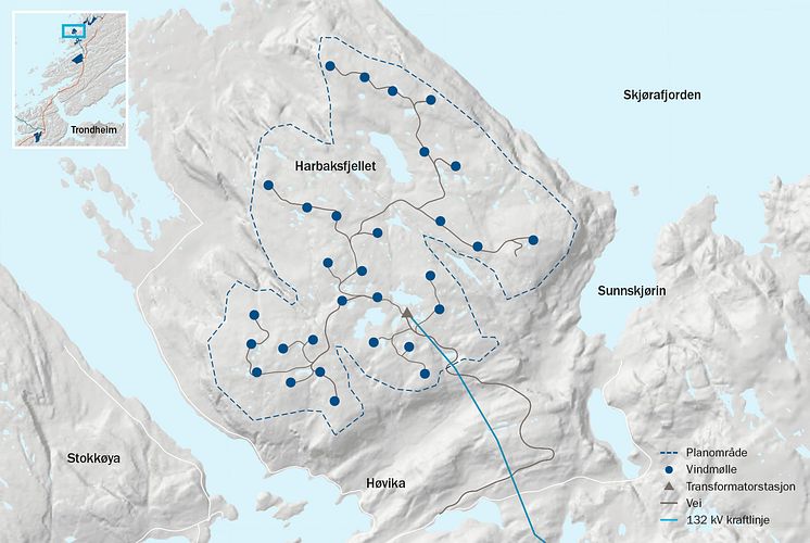 Faktaark-kart Harbaksfjellet-vindpark-NO