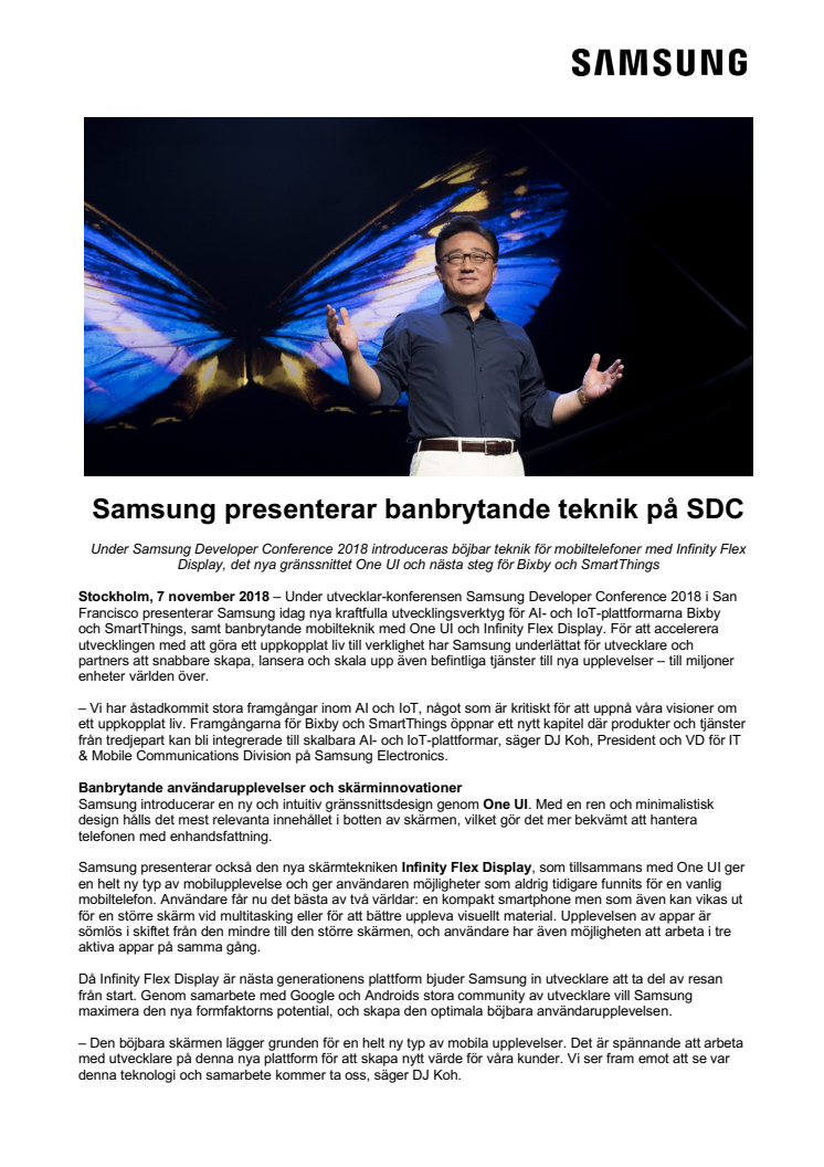 Samsung presenterar banbrytande teknik på SDC