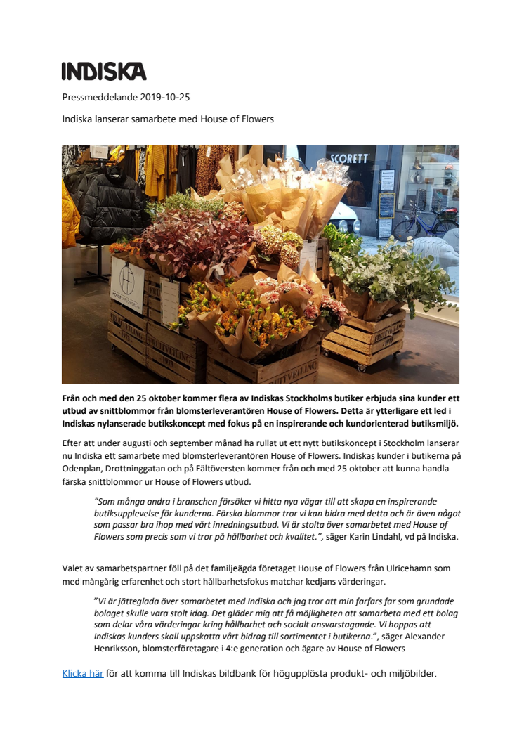 Indiska lanserar samarbete med House of Flowers