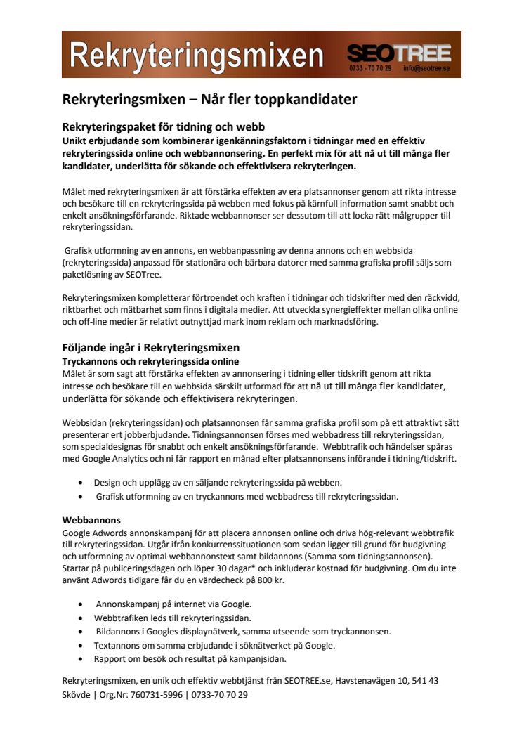 Rekryteringsmixen - Produktbeskrivning