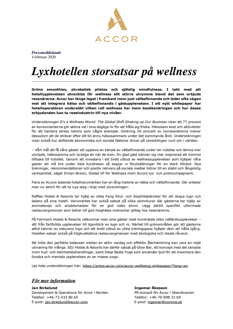 Lyxhotellen storsatsar på wellness