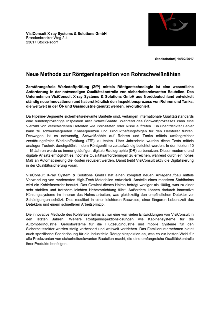 Neue Methode zur Röntgeninspektion von Rohrschweißnähten