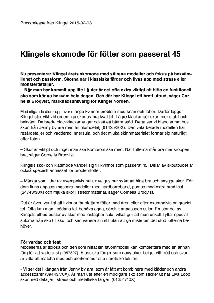 Klingels skomode för fötter som passerat 45