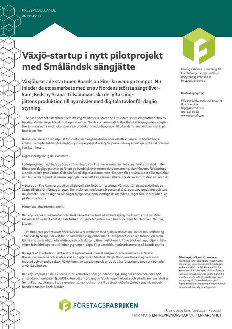 Växjö-startup i nytt pilotprojekt med Småländsk sängjätte