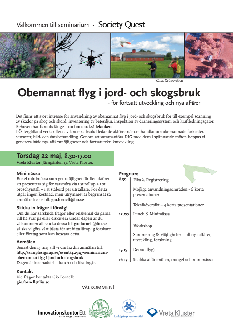 Välkommen på seminarium om obemannat flyg i jord- och skogsbruk