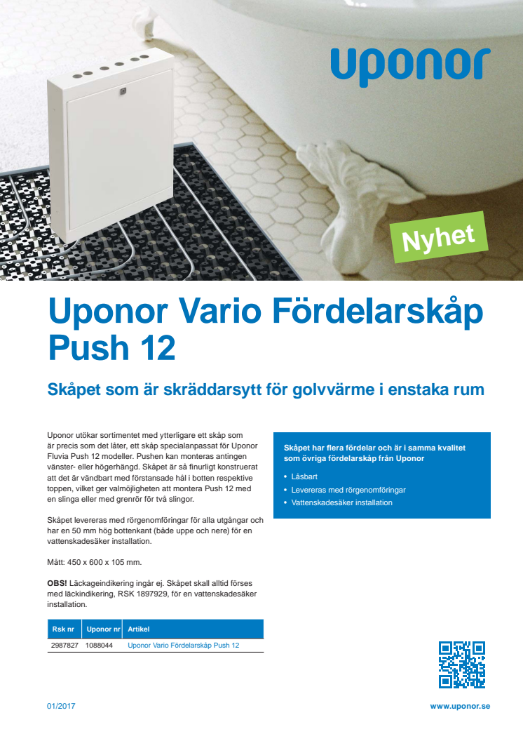 Uponor Vario Fördelarskåp Push 12