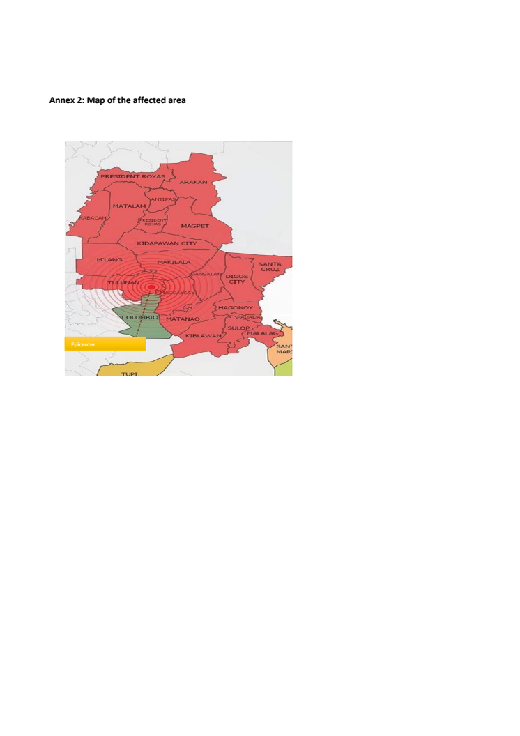 Annex 2 Map of area affected by earthquake