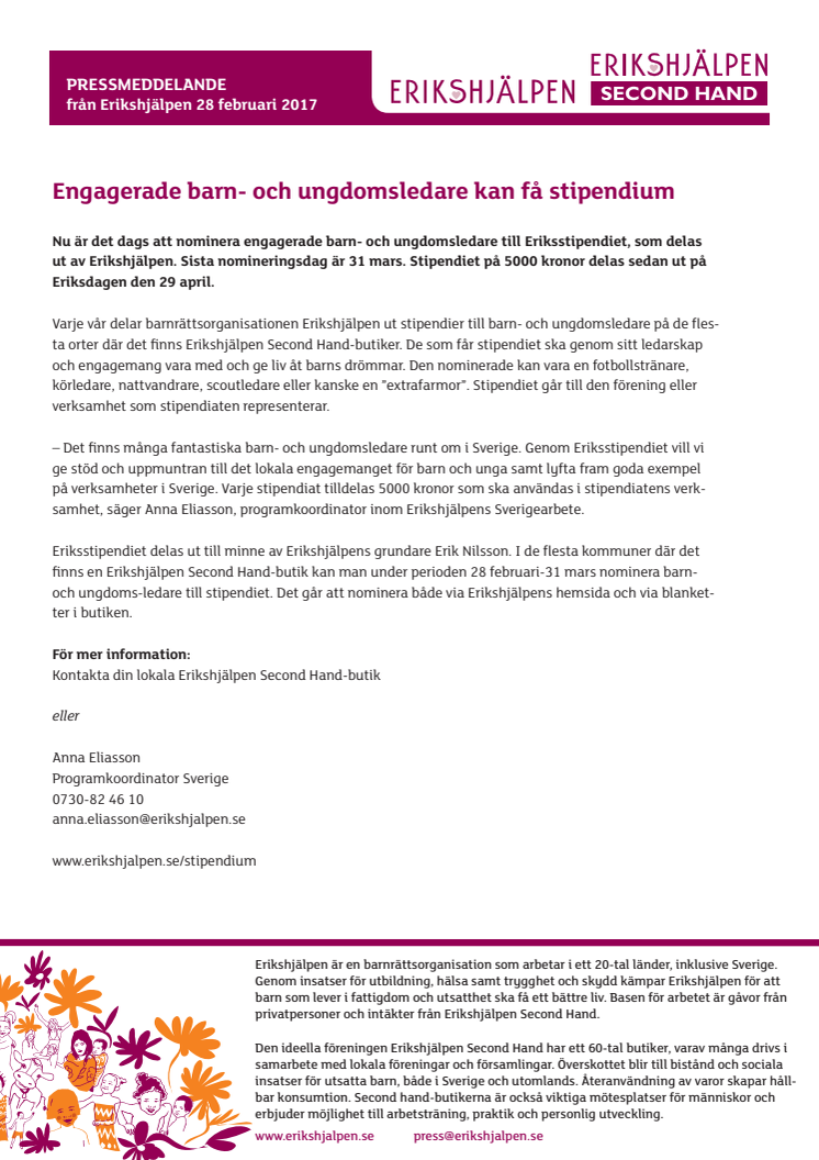 Engagerade barn- och ungdomsledare kan få stipendium