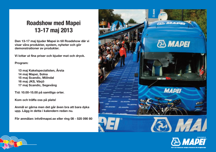 Mapei bjuder in till Roadshow