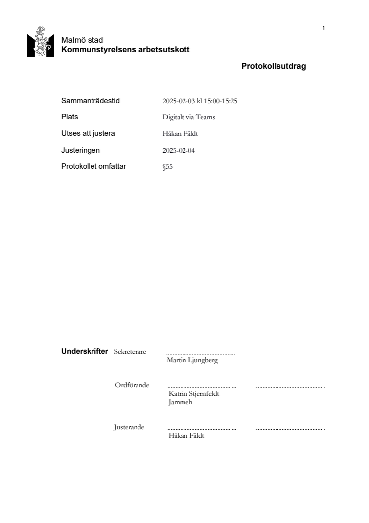 Förslag till beslut KSAU 250203 §55 Besvarande av nämndinitiativ Magnus Olsson (SD) - Utred Flamman.pdf