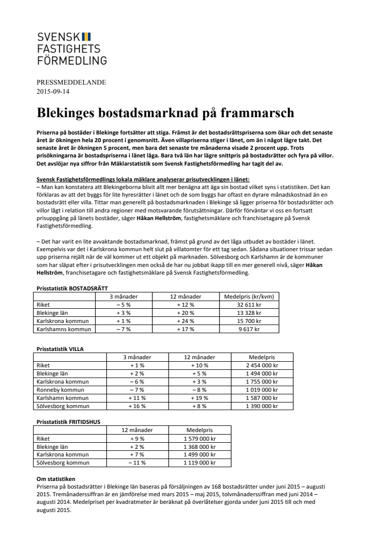 Blekinges bostadsmarknad på frammarsch