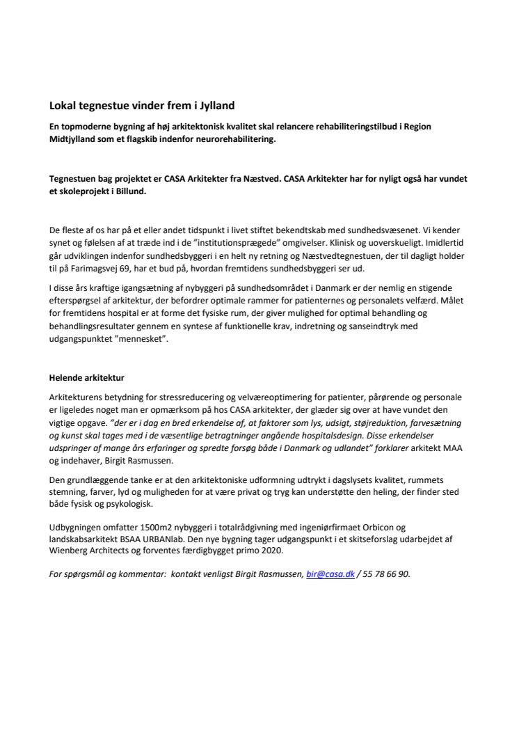 Lokal tegnestue vinder frem i Jylland