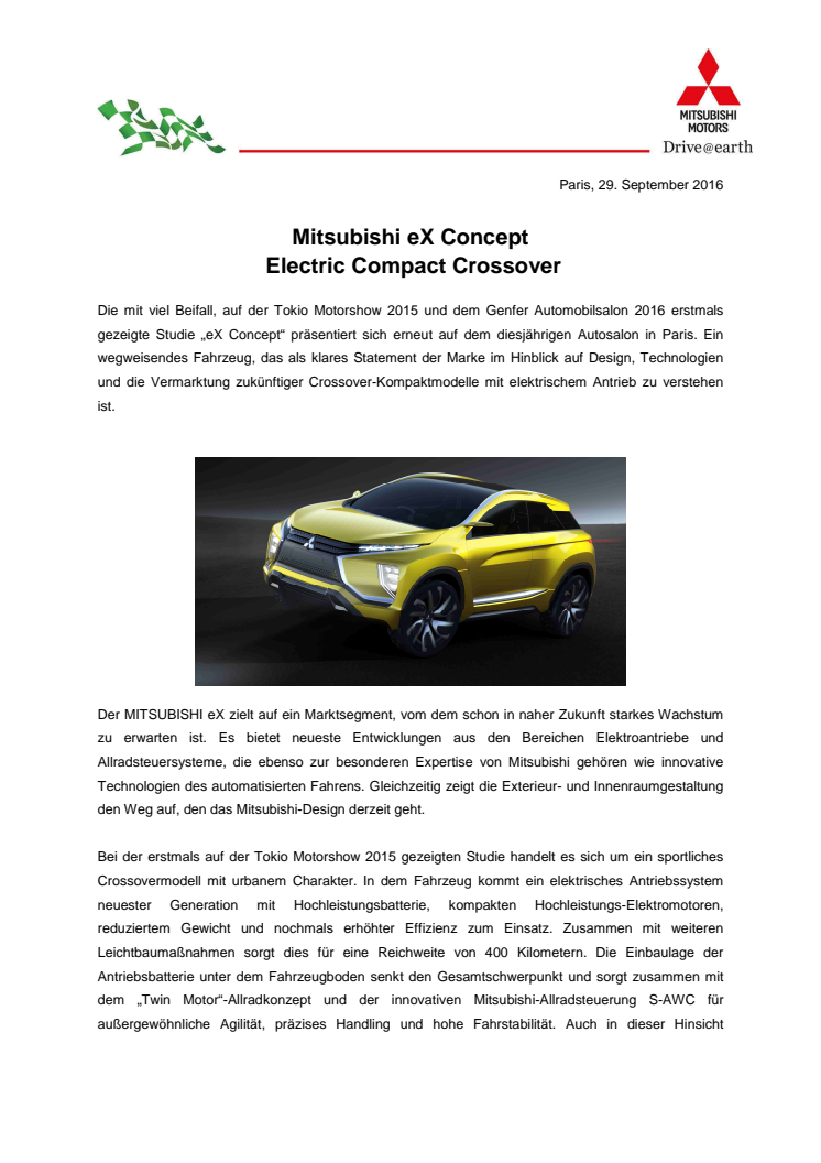 Mitsubishi eX Concept  Electric Compact Crossover  