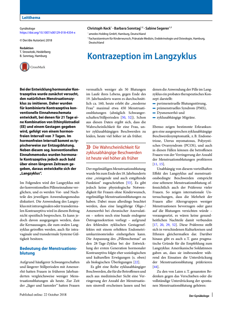 Kontrazeption im Langzyklus