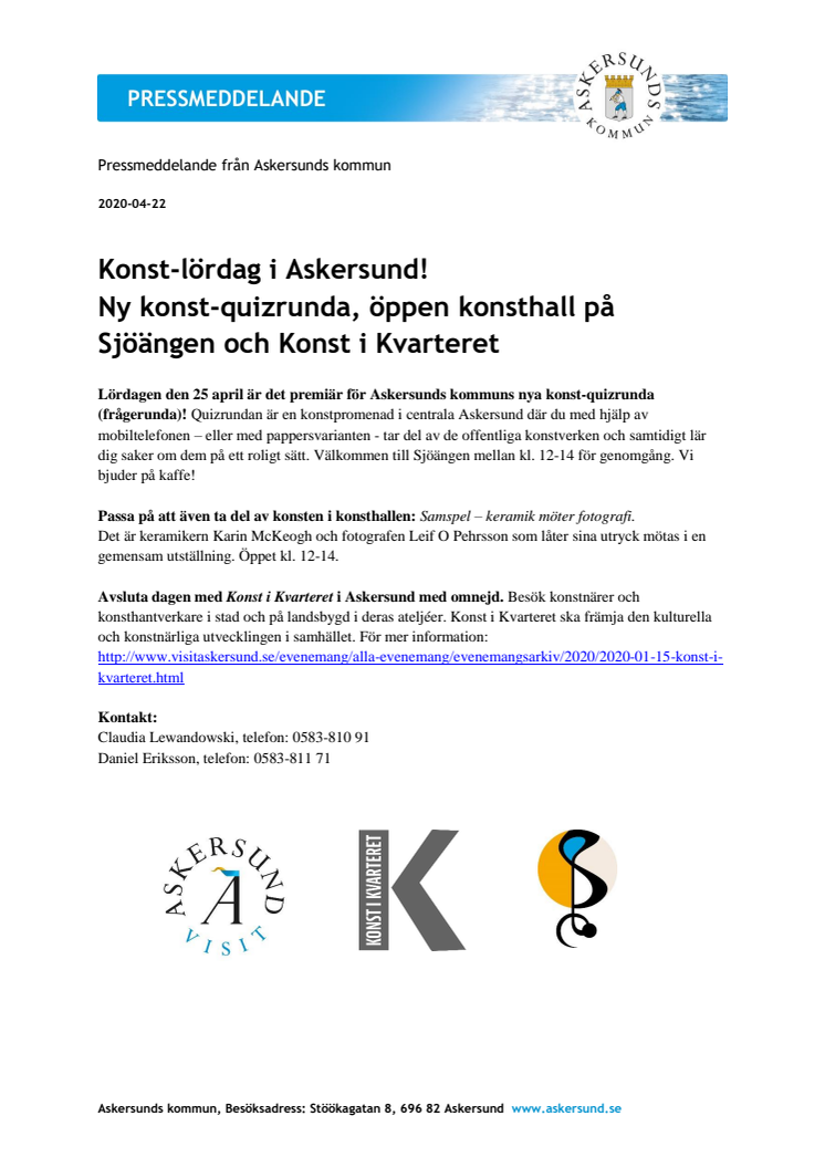 Konst-lördag i Askersund 25 april