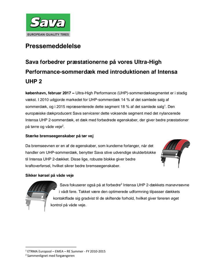 Sava forbedrer præstationerne på vores Ultra-High Performance-sommerdæk med introduktionen af Intensa UHP 2