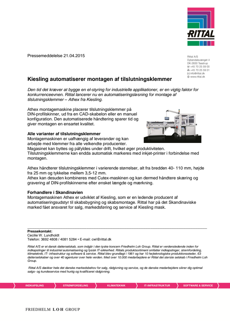 Kiesling automatiserer montagen af tilslutningsklemmer