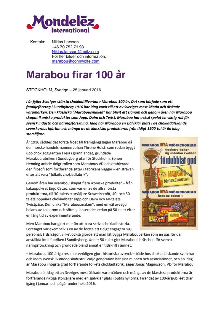 Marabou firar 100 år  