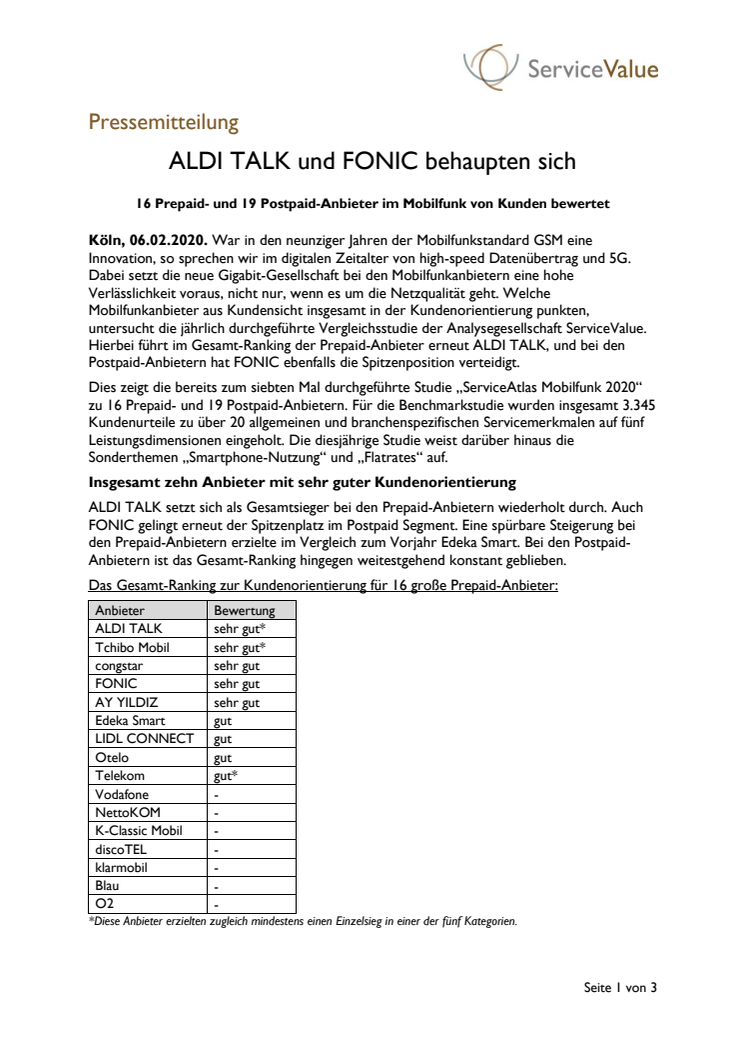 ALDI TALK und FONIC behaupten sich