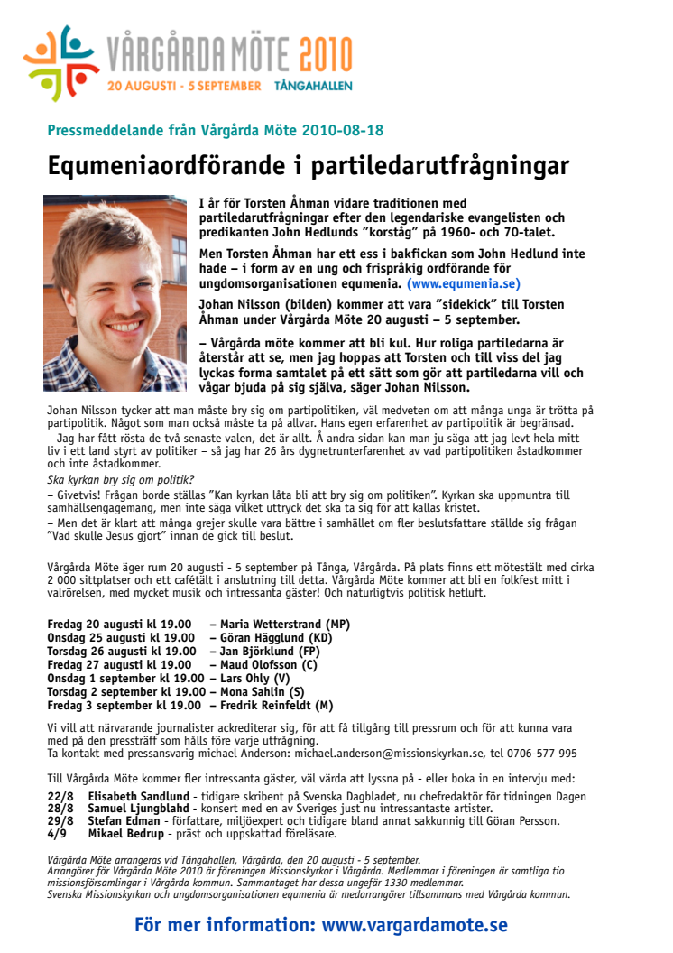 equmeniaordförande i partiledarutfrågningar