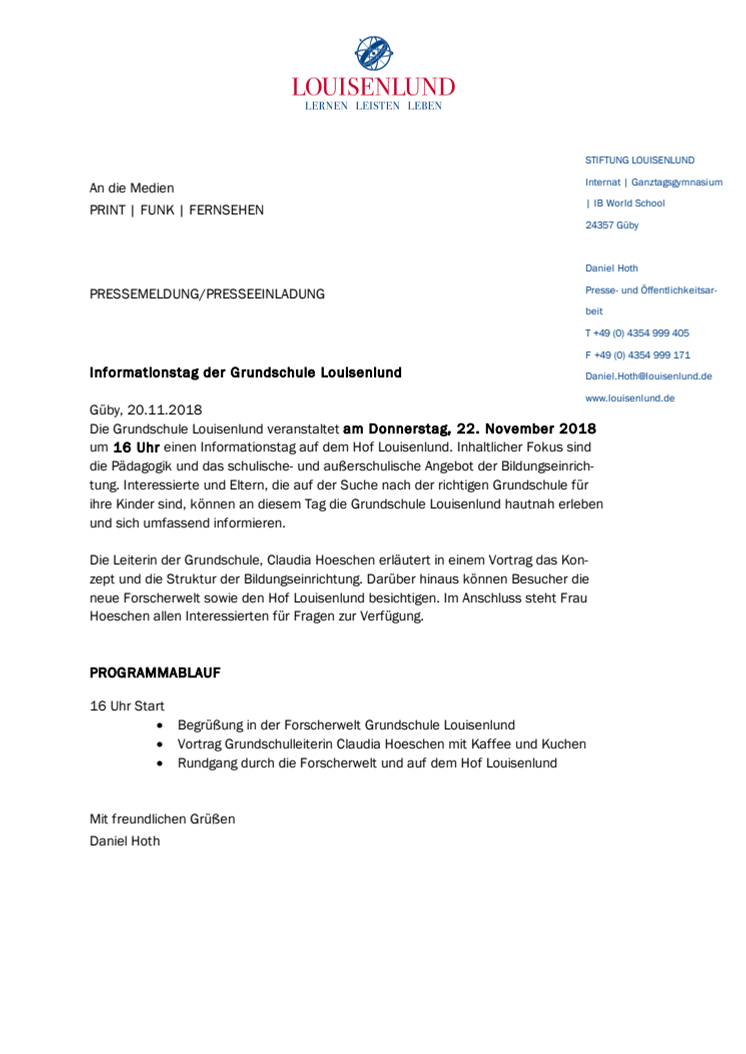 Informationstag der Grundschule Louisenlund 