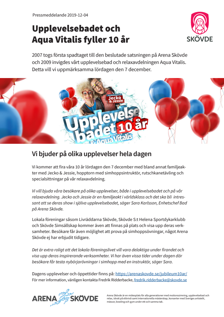 Upplevelsebadet och  Aqua Vitalis fyller 10 år
