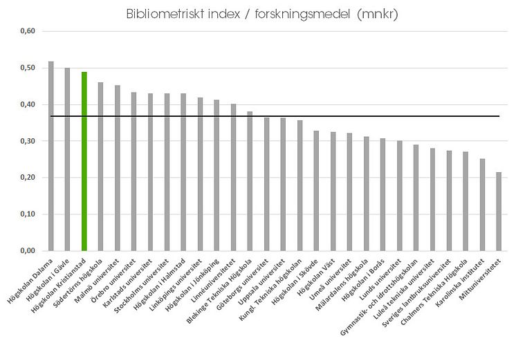 Bibliometriskt index per forskningsmedel