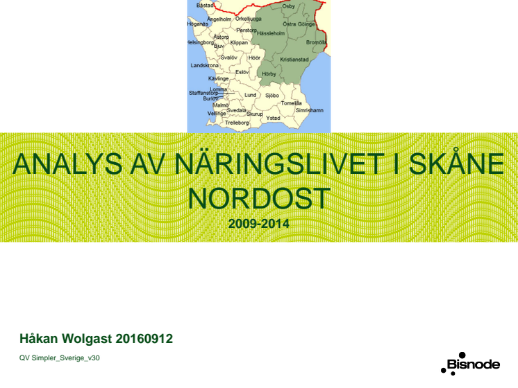 Analys av näringslivet i Skåne Nordost 2009-2014