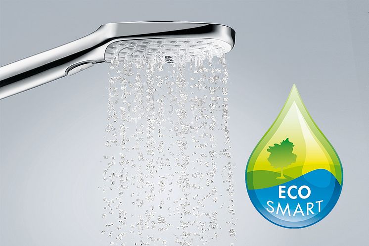 Hansgrohe Raindance Select E 120 EcoSmart käsisuihku kuluttaa vain 9 l min