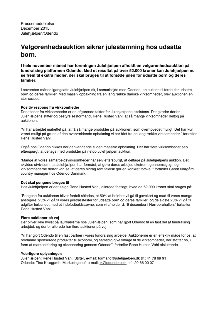 Velgørenhedsauktion sikrer julestemning hos udsatte børn.