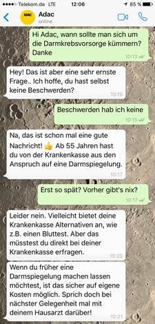 Teil 1 des Whatsapp-Chats mit dem ADAC-Service #dontcallmom