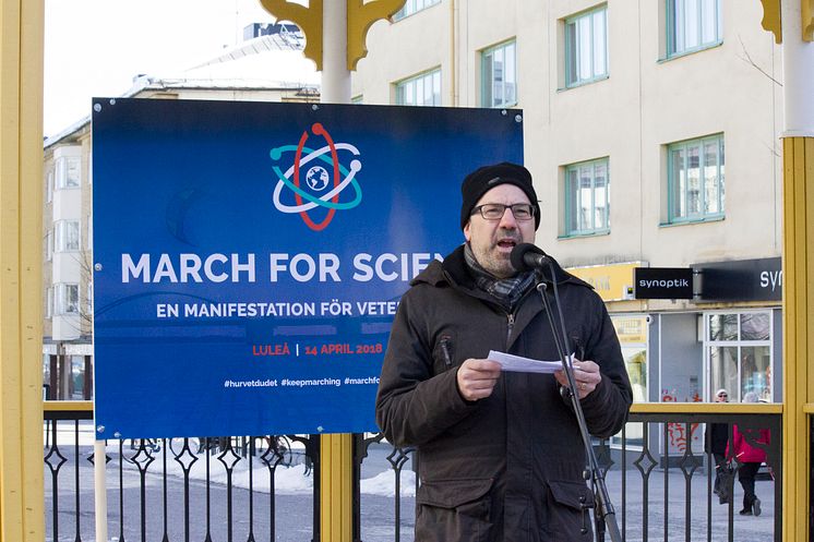 Karl Andersson - en av talarna under March for Science i Luleå