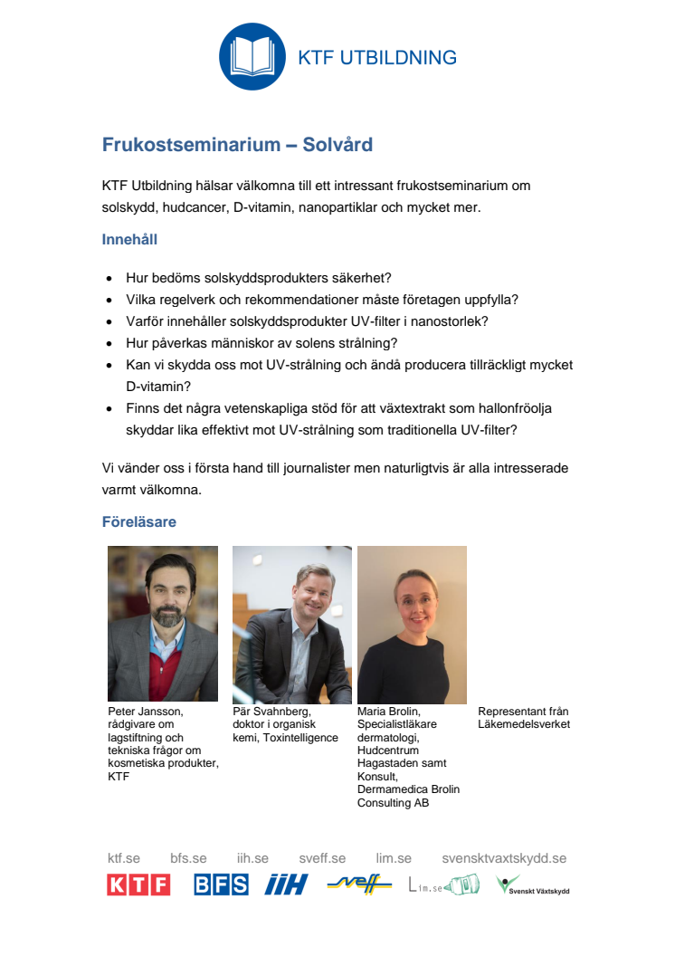 Frukostseminarium om Solvård torsdag 9 februari i Stockholm