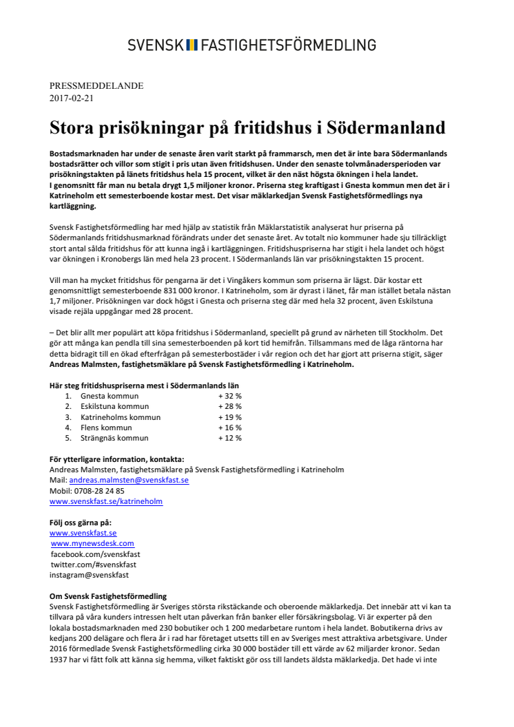 Stora prisökningar på fritidshus i Södermanland 