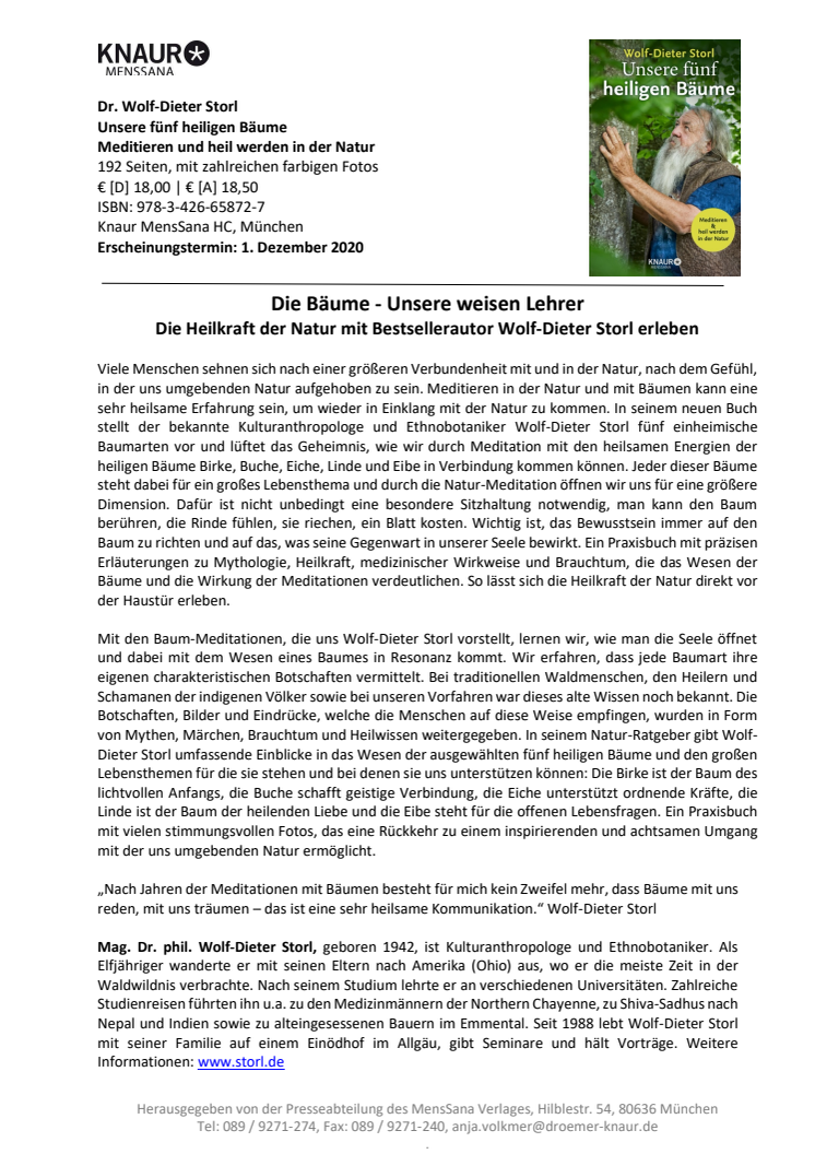 Presseinformation Storl "Unsere fünf heiligen Bäume"