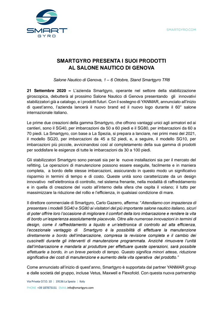 Smartgyro Presenta I Suoi Prodotti Al Salone Nautico Di Genova