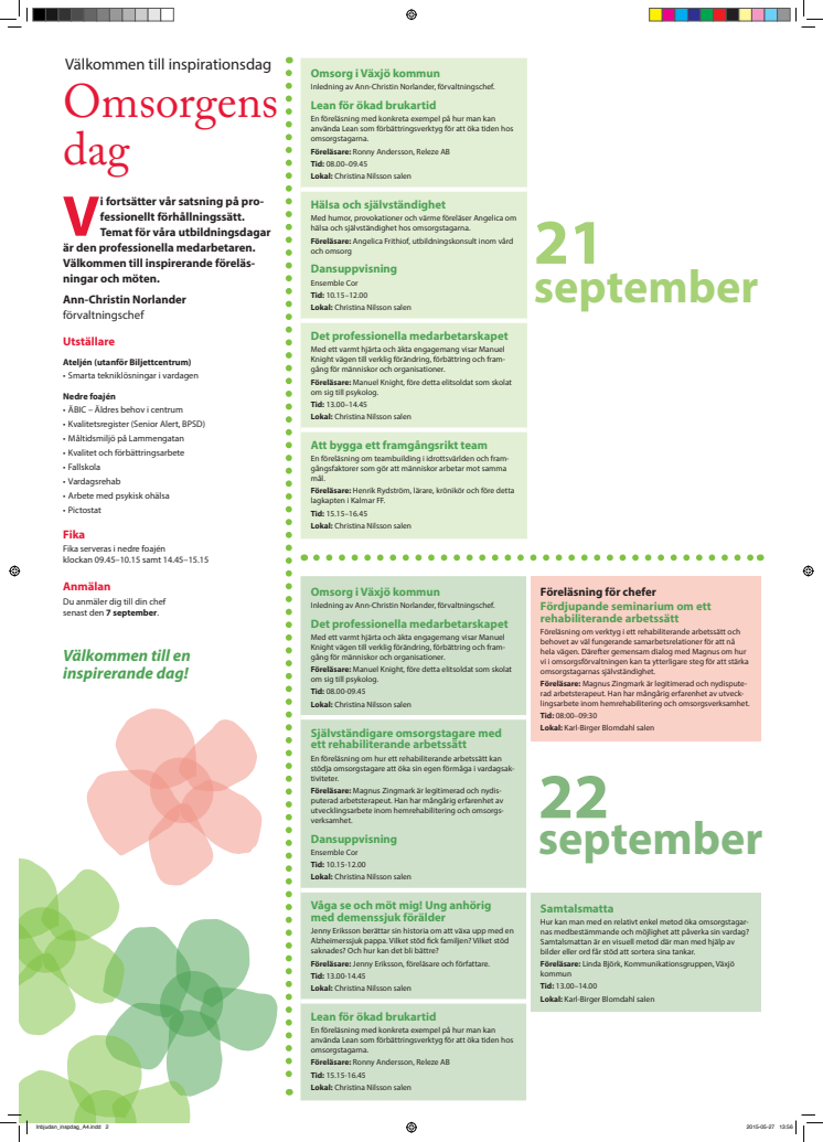 Program för Omsorgens dag 21-22 september