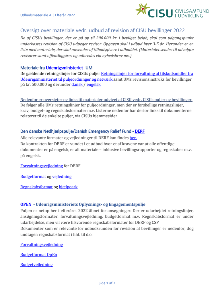 CISU oversigt over materialer til udbudsrunde A.pdf