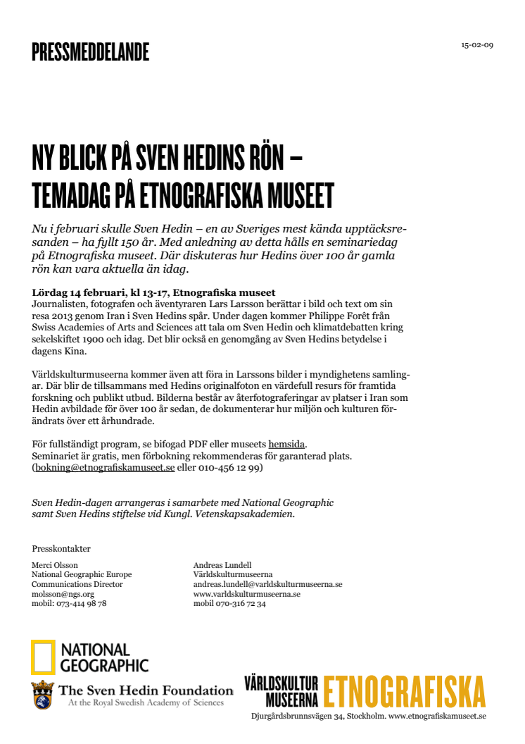 Ny blick på Sven Hedins rön – temadag på Etnografiska museet