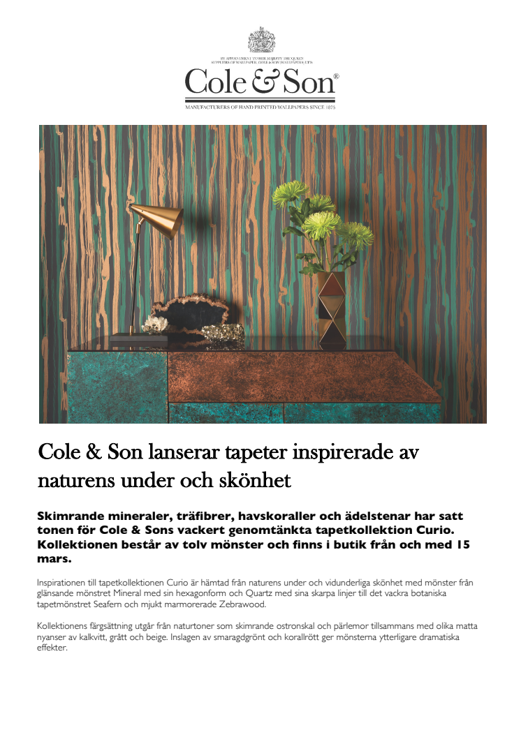 Cole & Son lanserar tapeter inspirerade av naturens under och skönhet