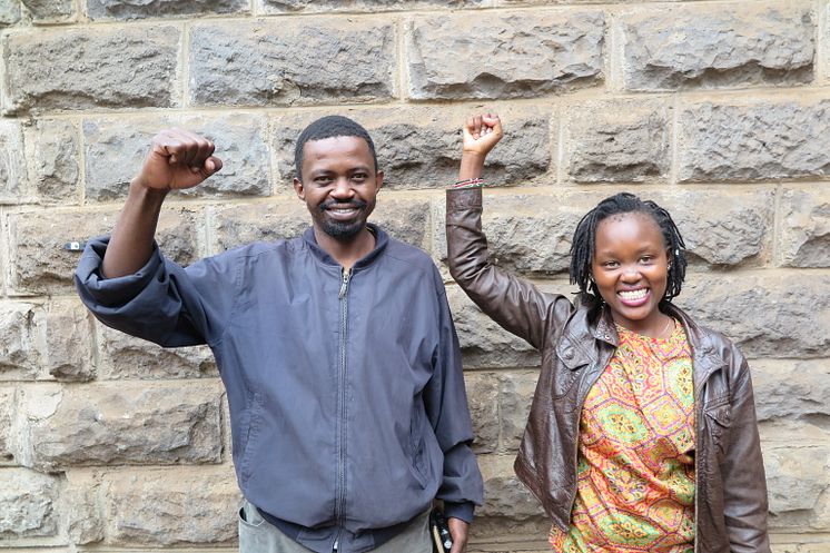 David "Cidi" Otieno generalsekreterare för Coalition for Grassroots Human Rights Defenders, tillsammans med Rachael Mwikali Mueni.