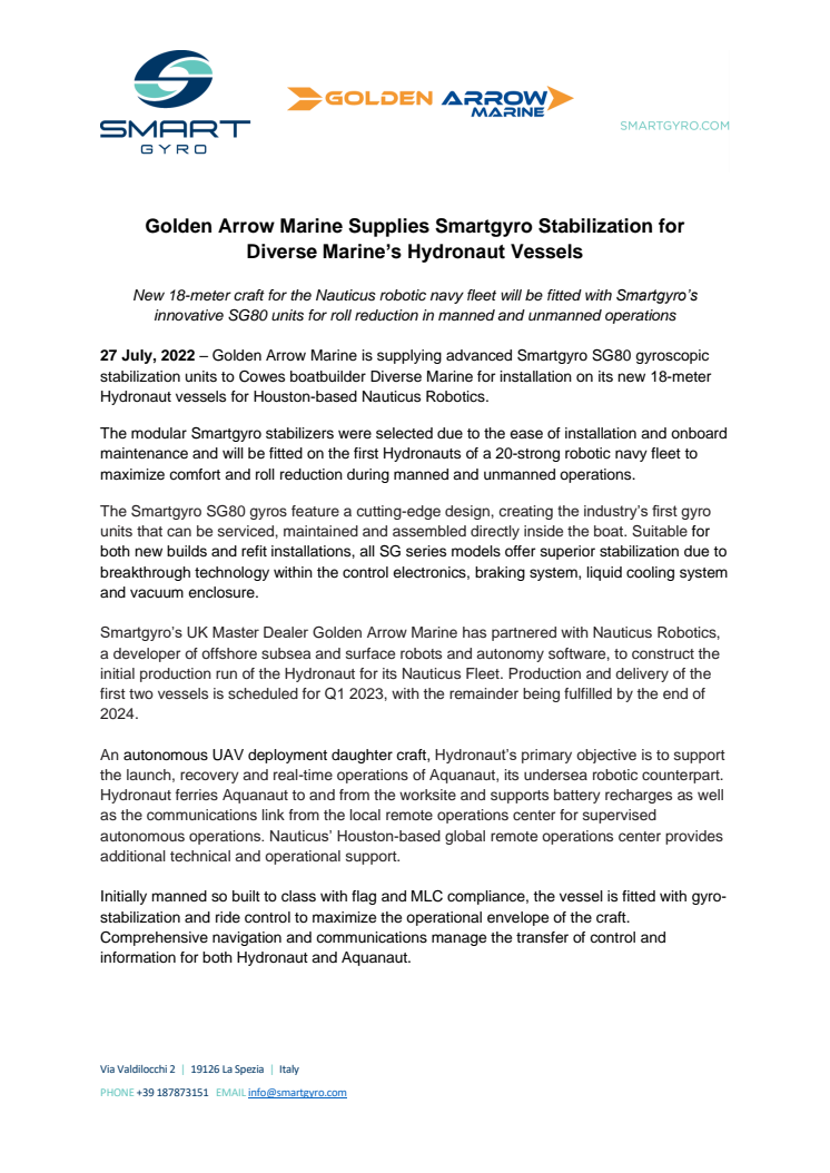 27 July 2022 - Golden Arrow Supplies Smartgyro Stabilization for Diverse Marine’s Hydronaut.pdf